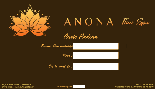 présentation de la carte cadeau