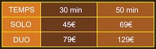 Présentation des tarifs pour les gommages