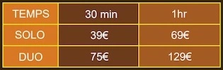Présentation des tarifs pour les massages des pieds